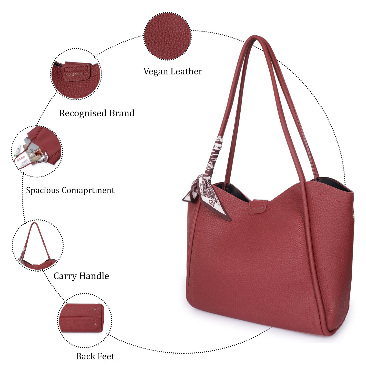 Magnolia Alex Tote Bag Dark Red