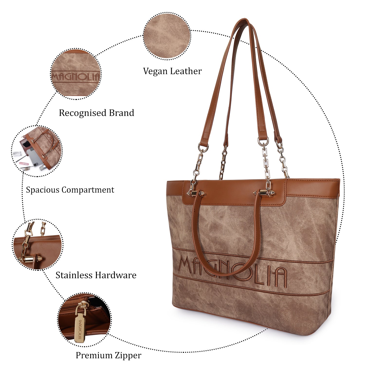 Magnolia Duo Tote Bag Brown