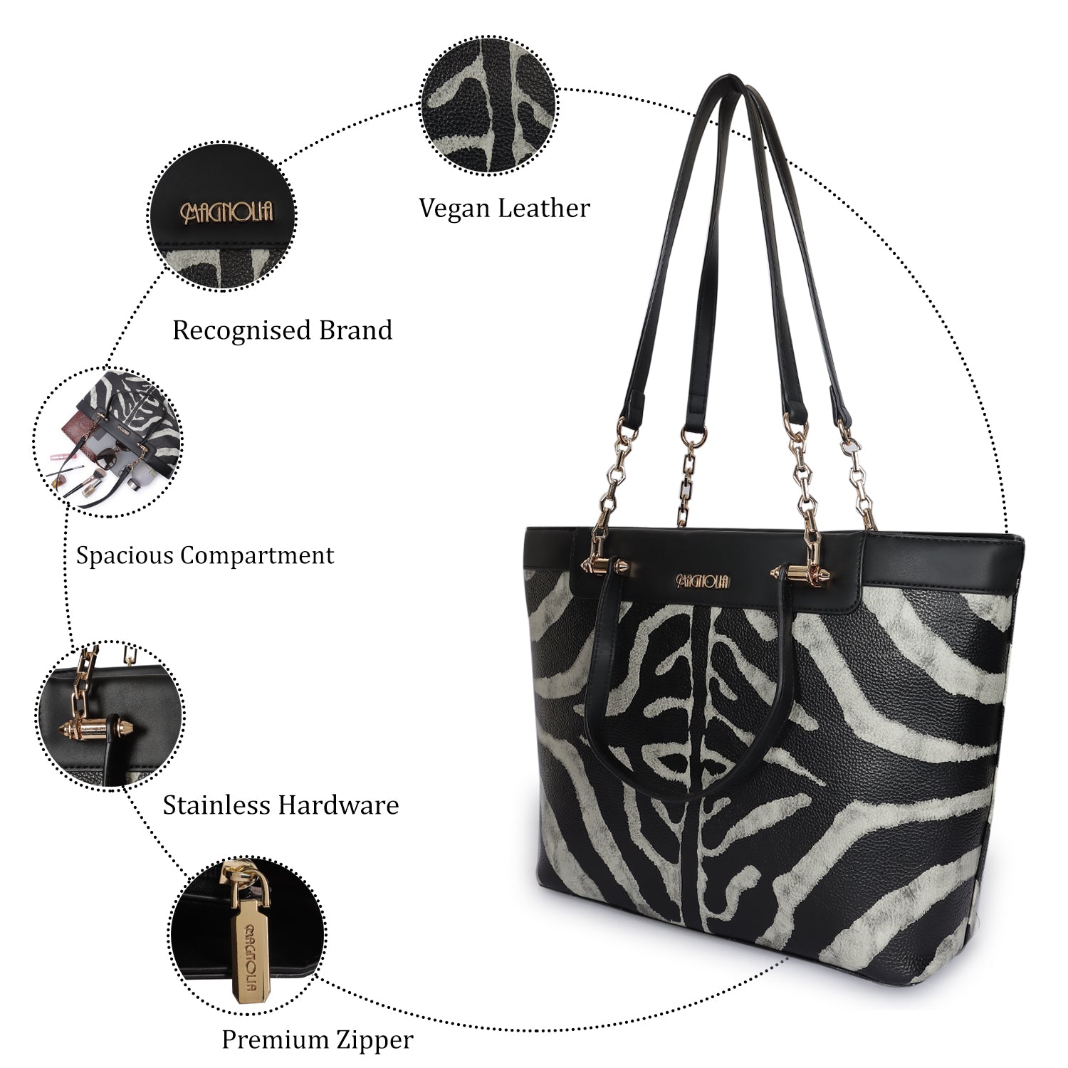 Magnolia Duo Tote Bag Zebra Print