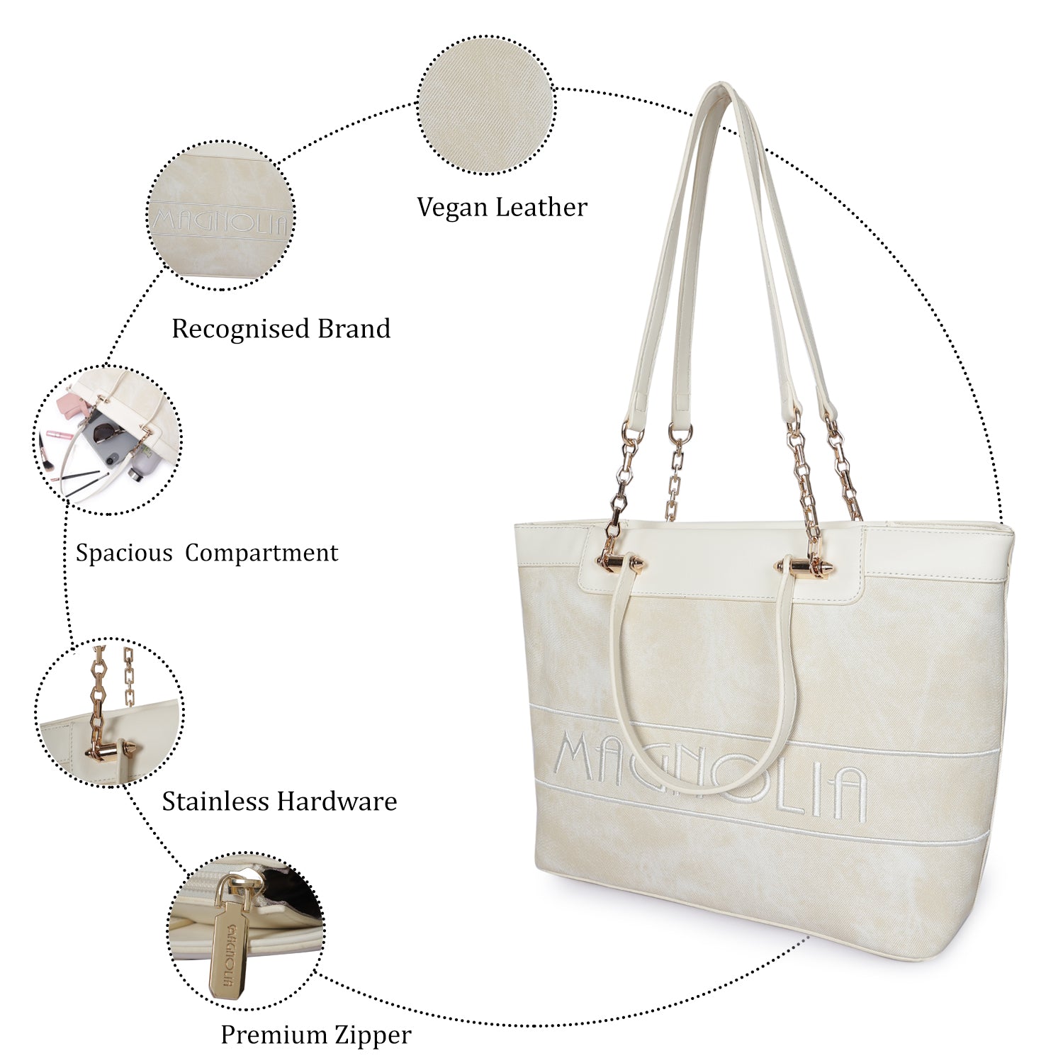 Magnolia Duo Tote Bag White