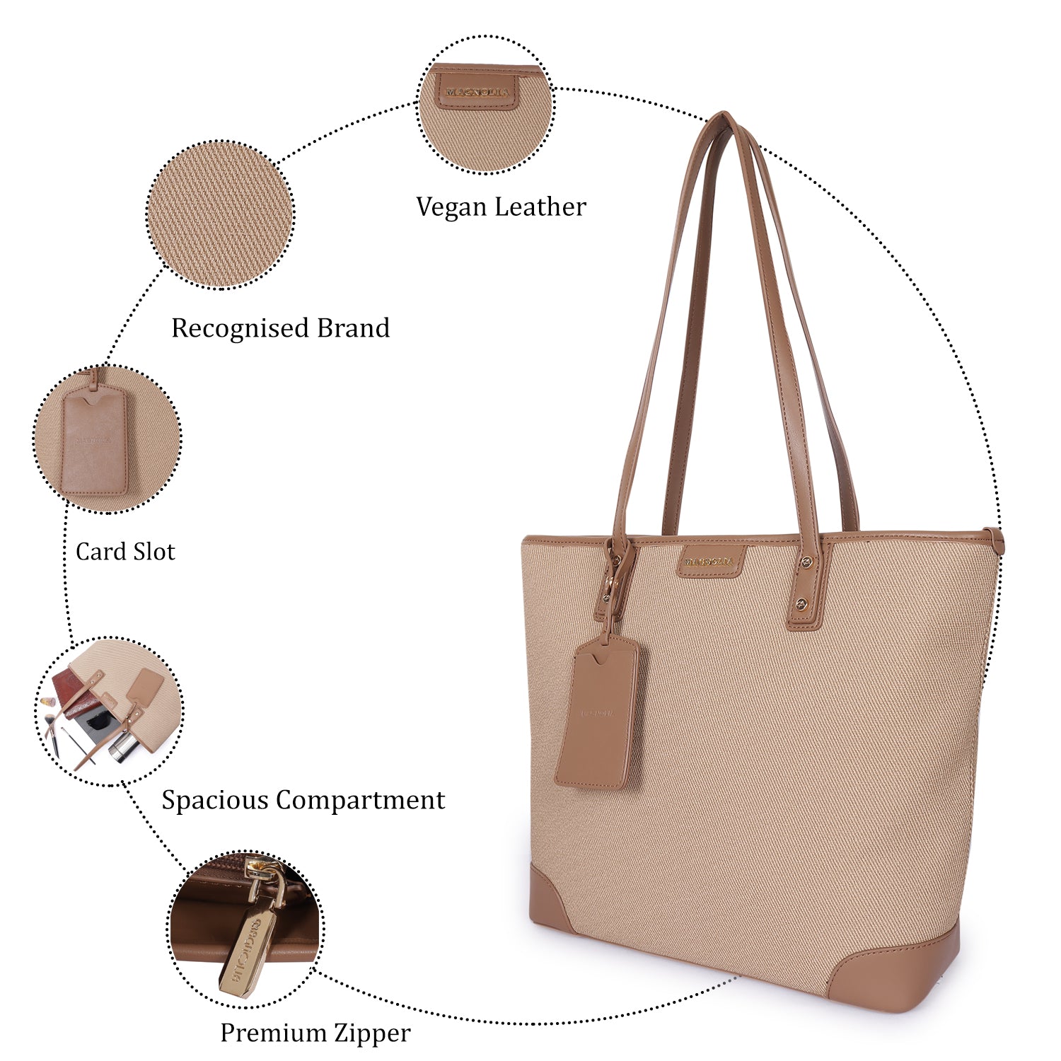 Magnolia Gloria Denim Tote Caramel Brown