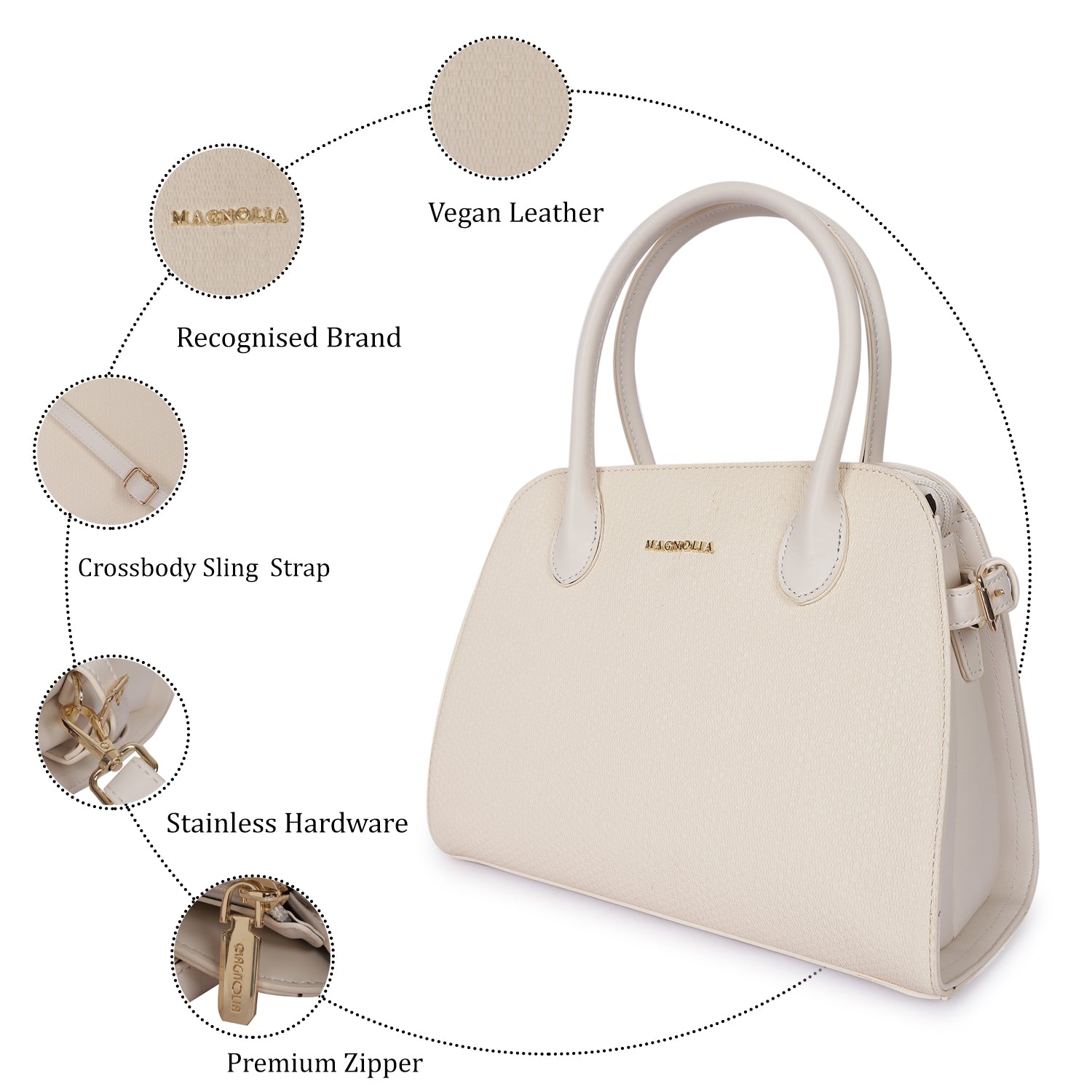 Magnolia Camille Textured Satchel White