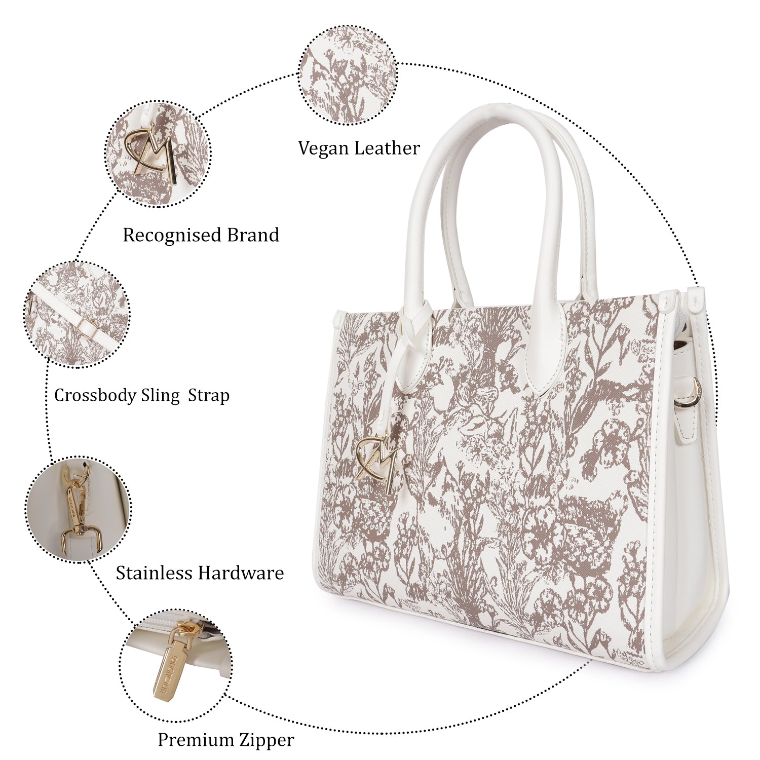 Magnolia Bloom Handbag White