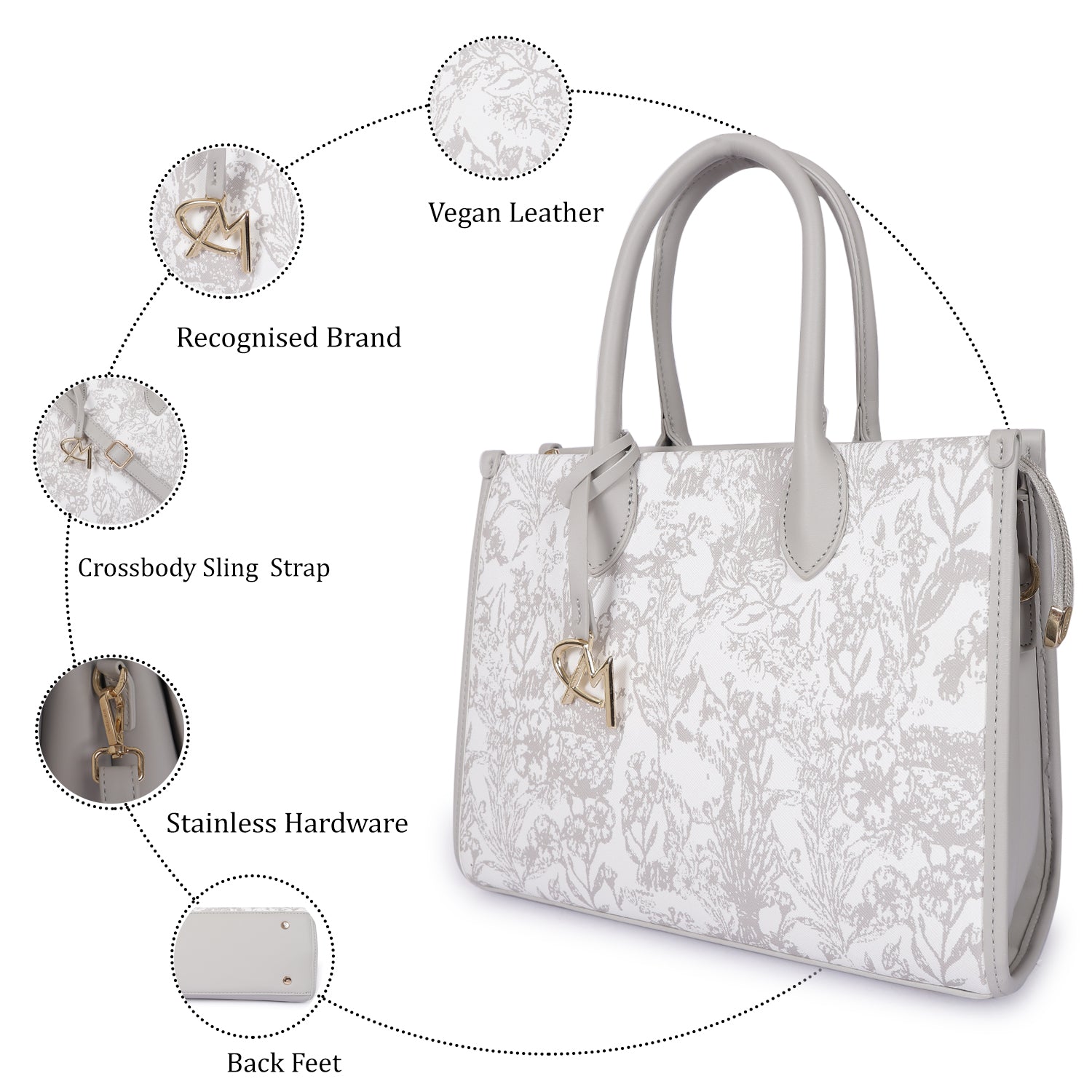 Magnolia Bloom Handbag Gray