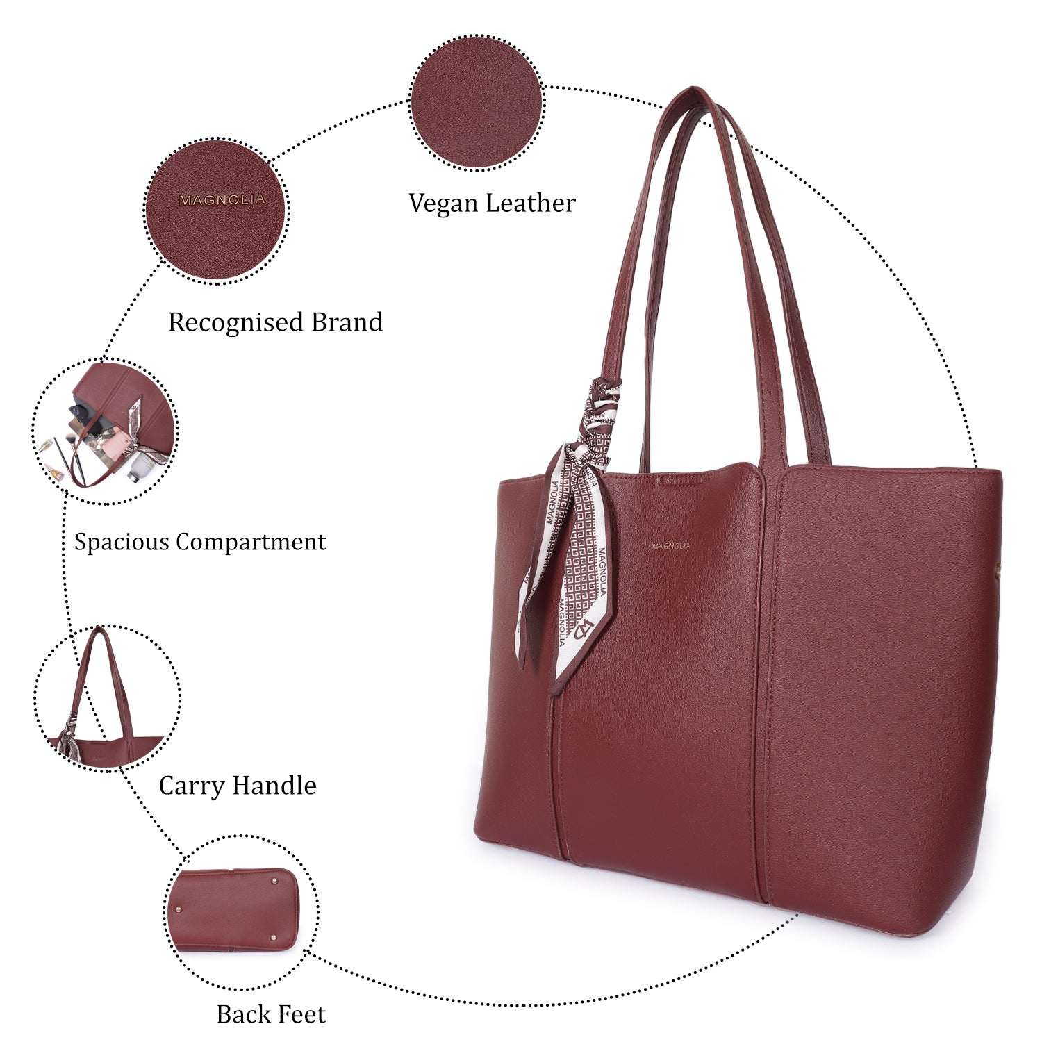 Magnolia Timeless Tote Bag Dark Red