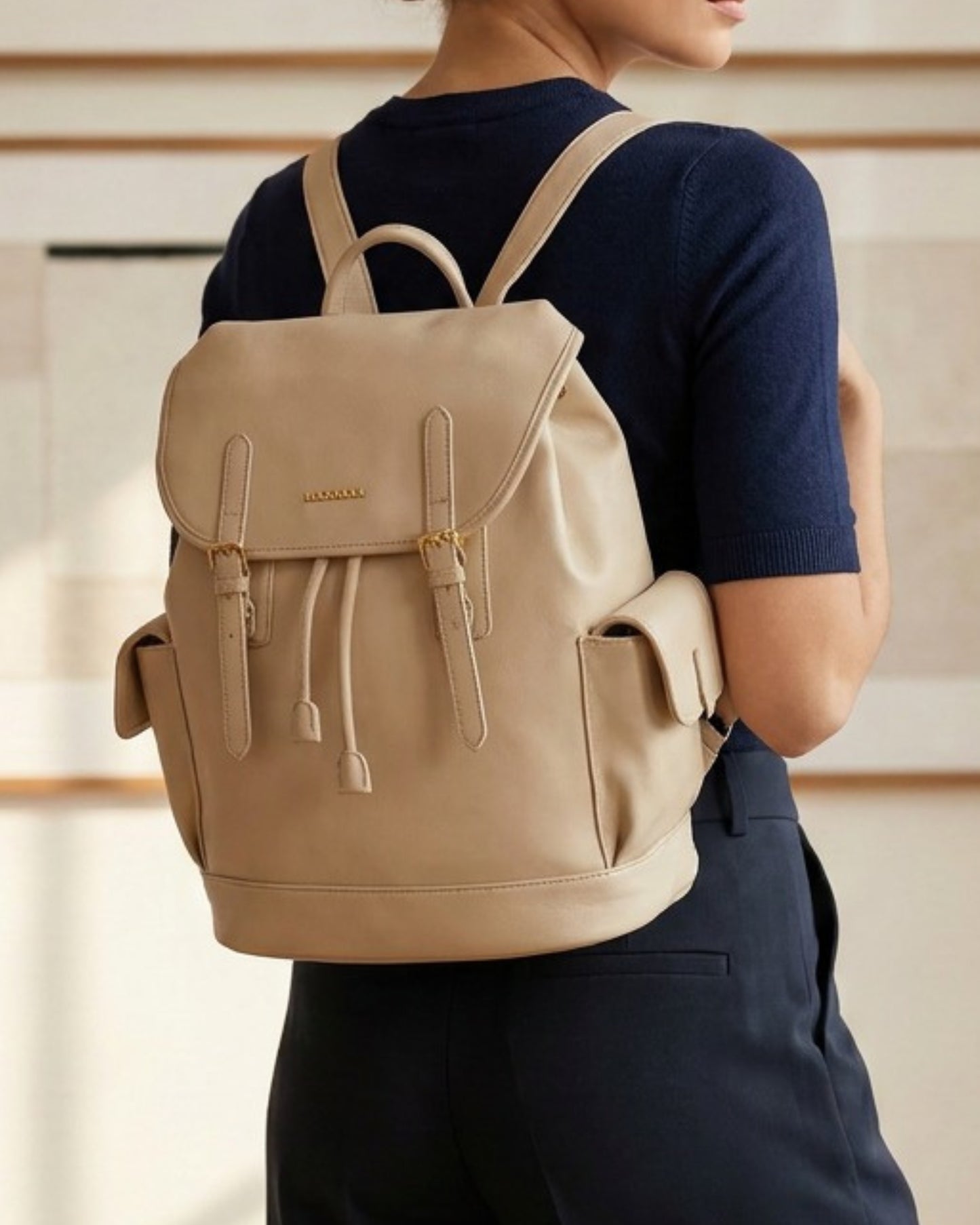 Magnolia PU Leather  Yellow Backpack