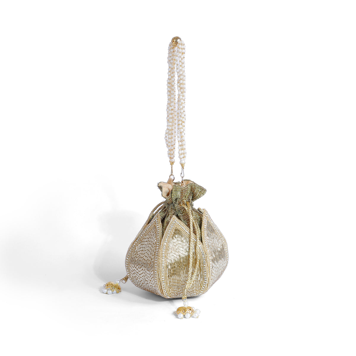 Magnolia Gold Jute Embroidery Women Potli