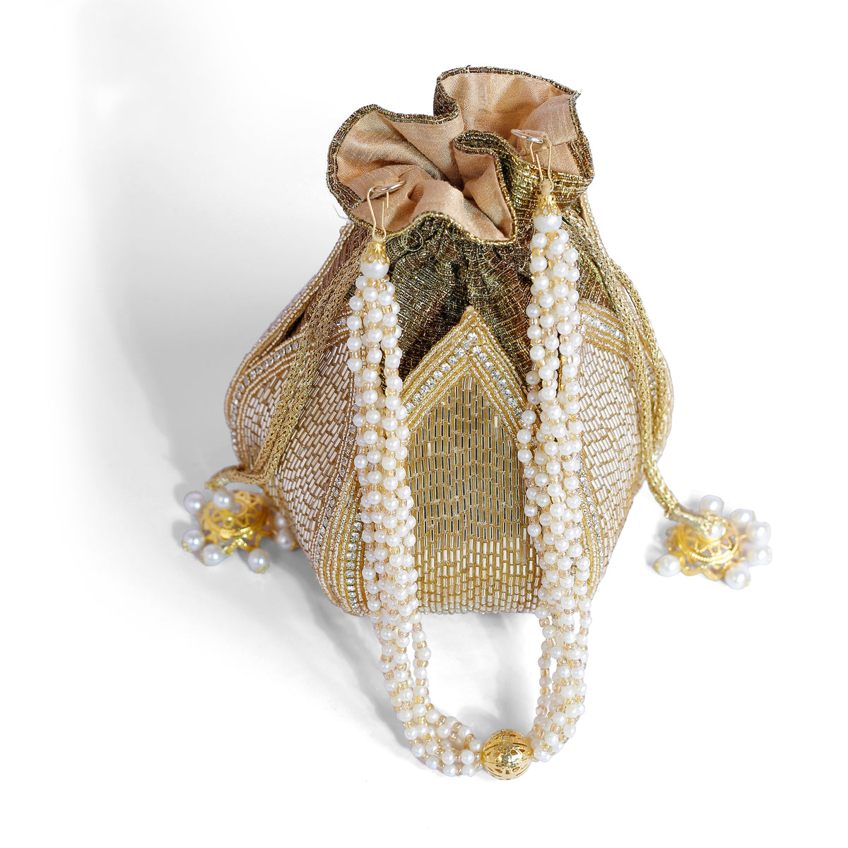 Magnolia Gold Jute Embroidery Women Potli