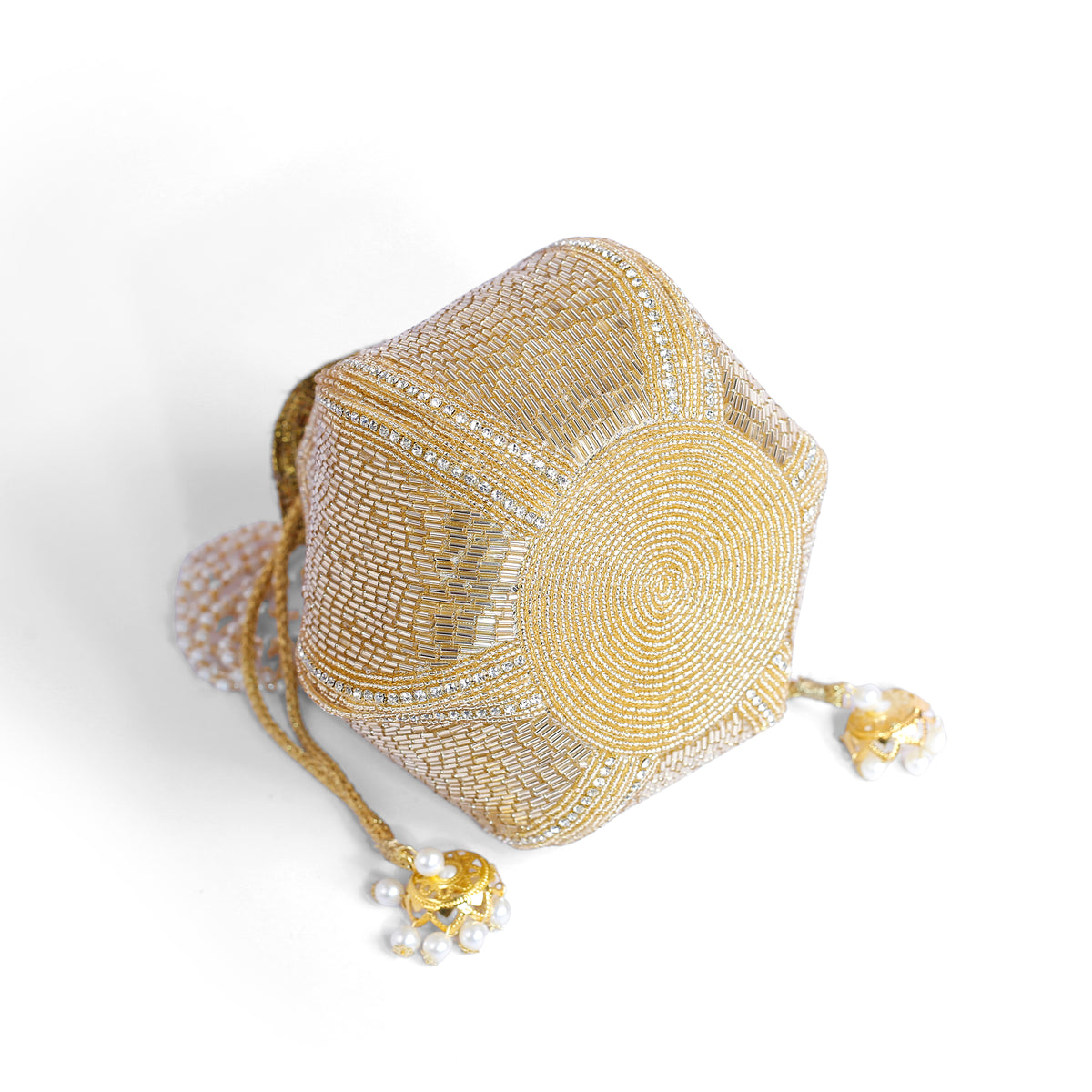 Magnolia Gold Jute Embroidery Women Potli