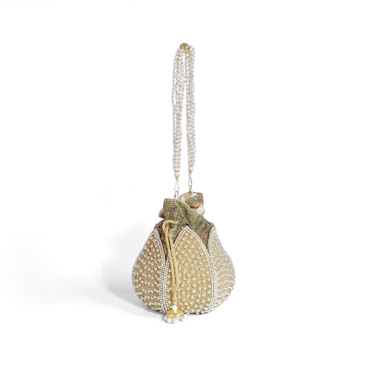 Magnolia Silver Jute Embroidery Women Potli