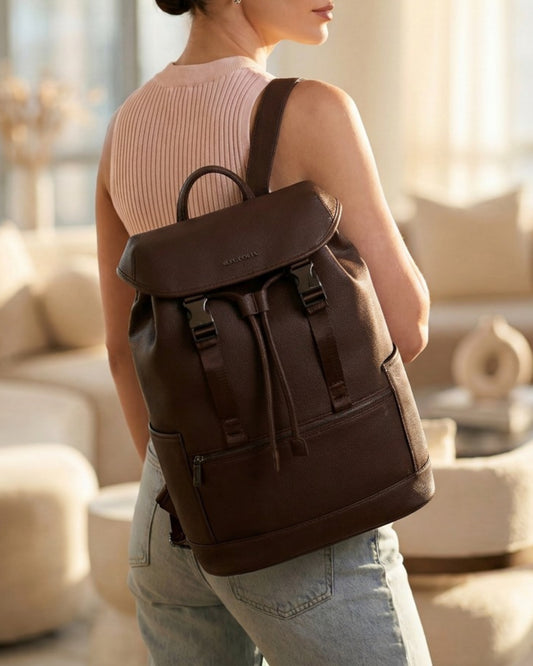 Magnolia PU Leather  Coffee Backpack