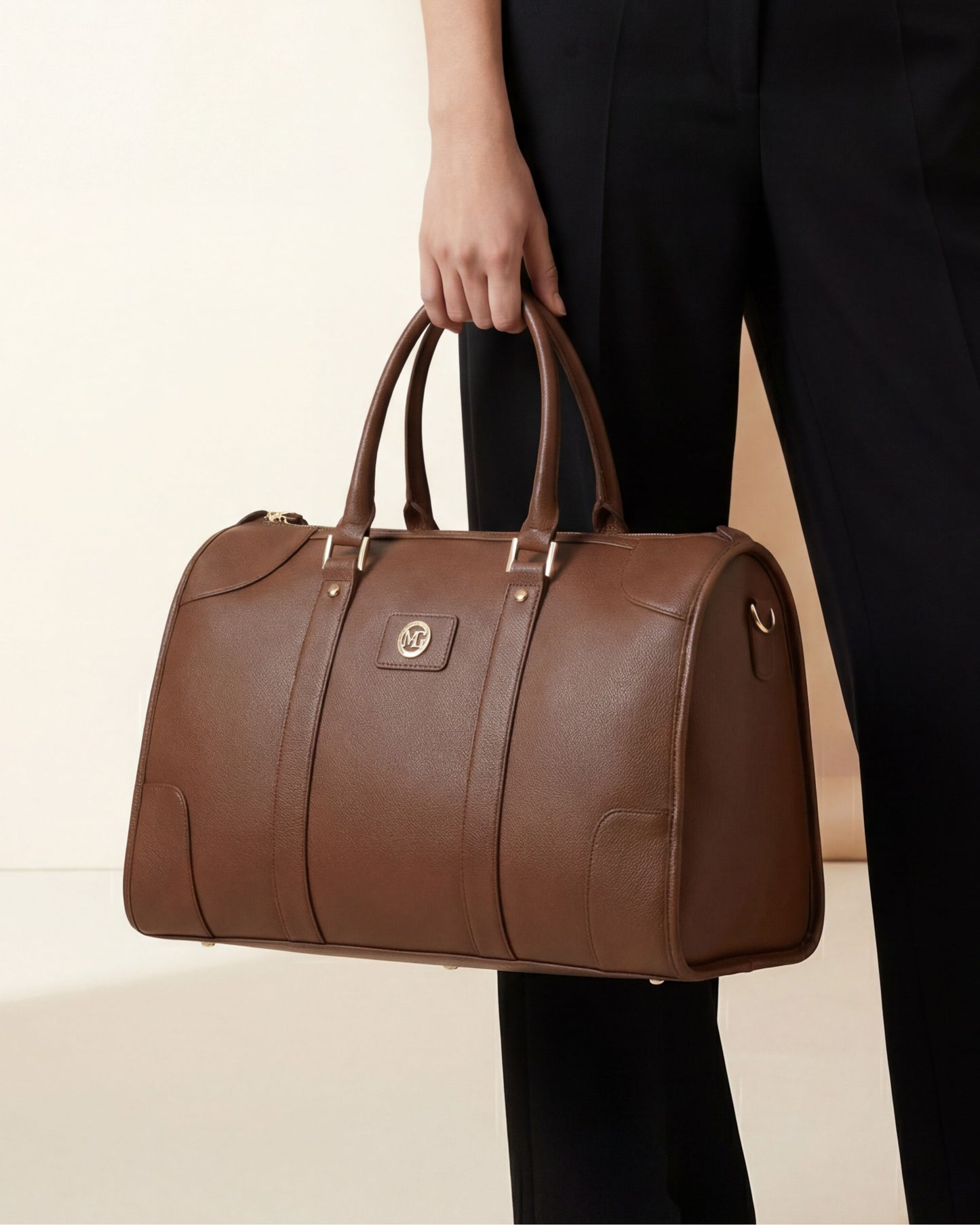 Magnolia Coffee PU Leather Solid One Size Unisex Duffle Bag