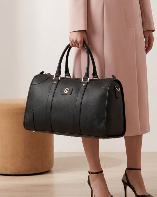 Magnolia Black PU Leather Solid One Size Unisex Duffle Bag
