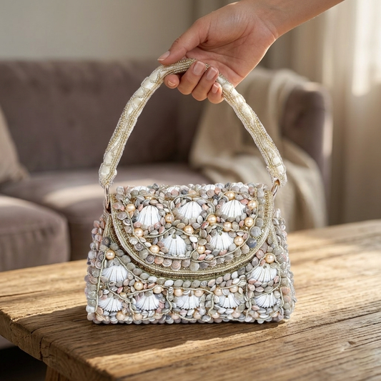 Magnolia Gold Velvet Embellishment Women Clutch