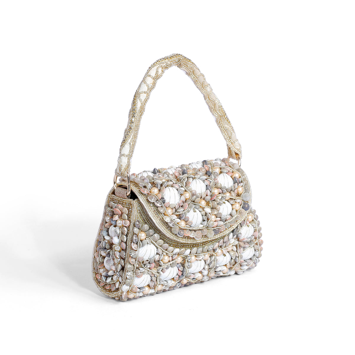 Magnolia Gold Velvet Embellishment Women Clutch