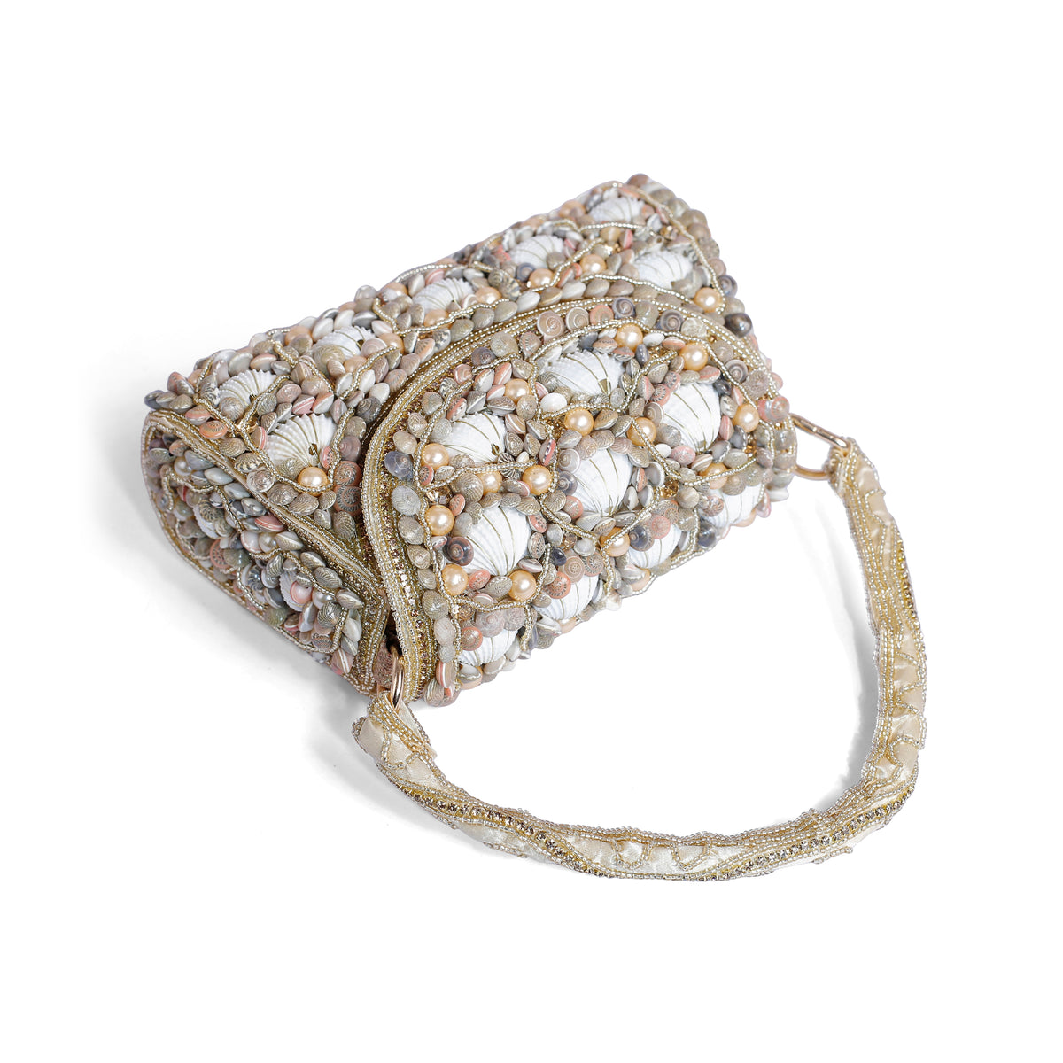 Magnolia Gold Velvet Embellishment Women Clutch