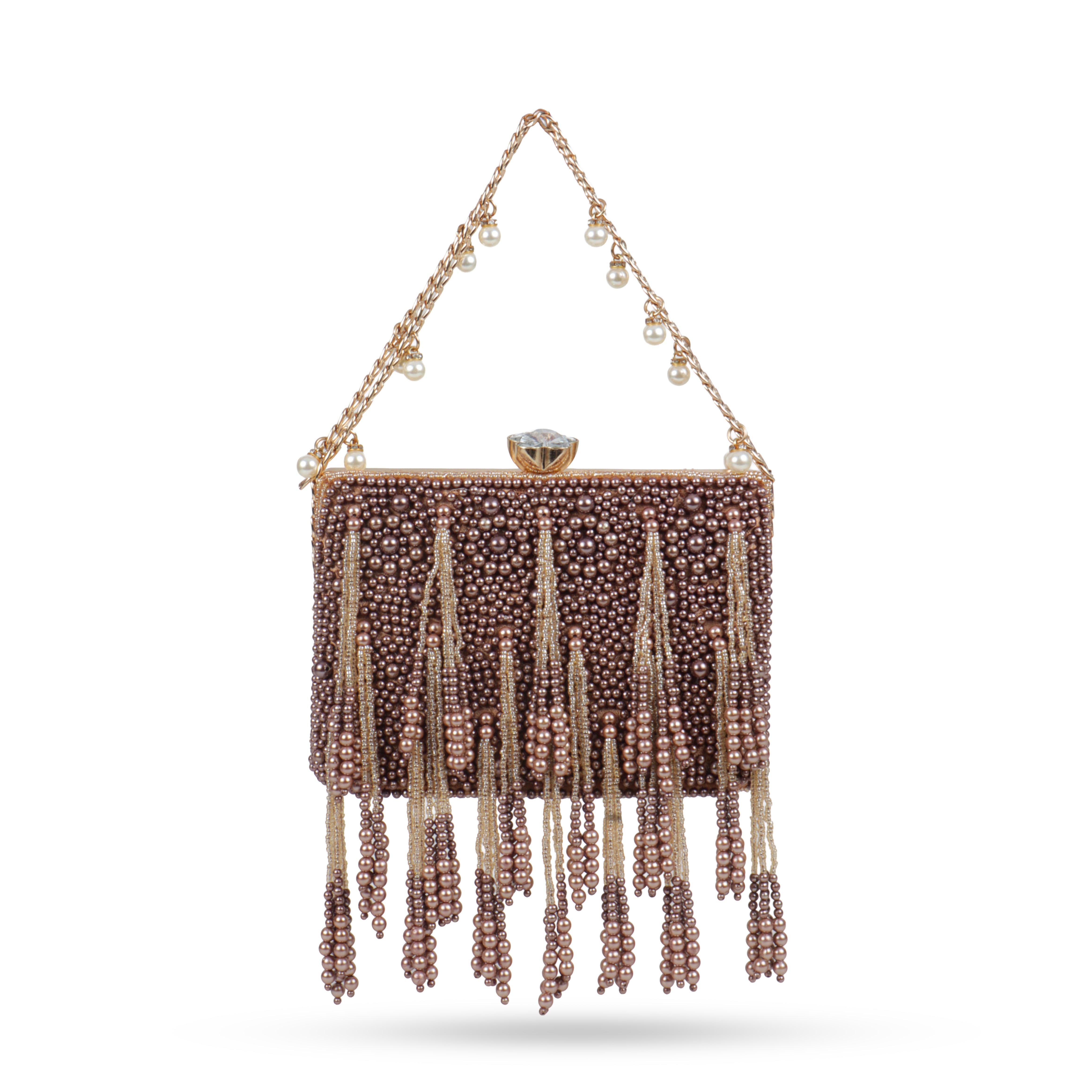 Magnolia Luxe Bronze Beaded Velvet Clutch – Bridal, Festive & Party Wear