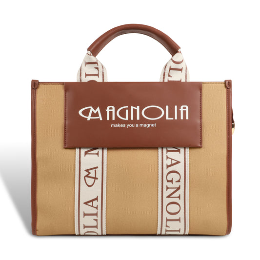 Magnolia® Premium Faux Leather Handbag – 10L Spacious Everyday & Office Bag | Khaki