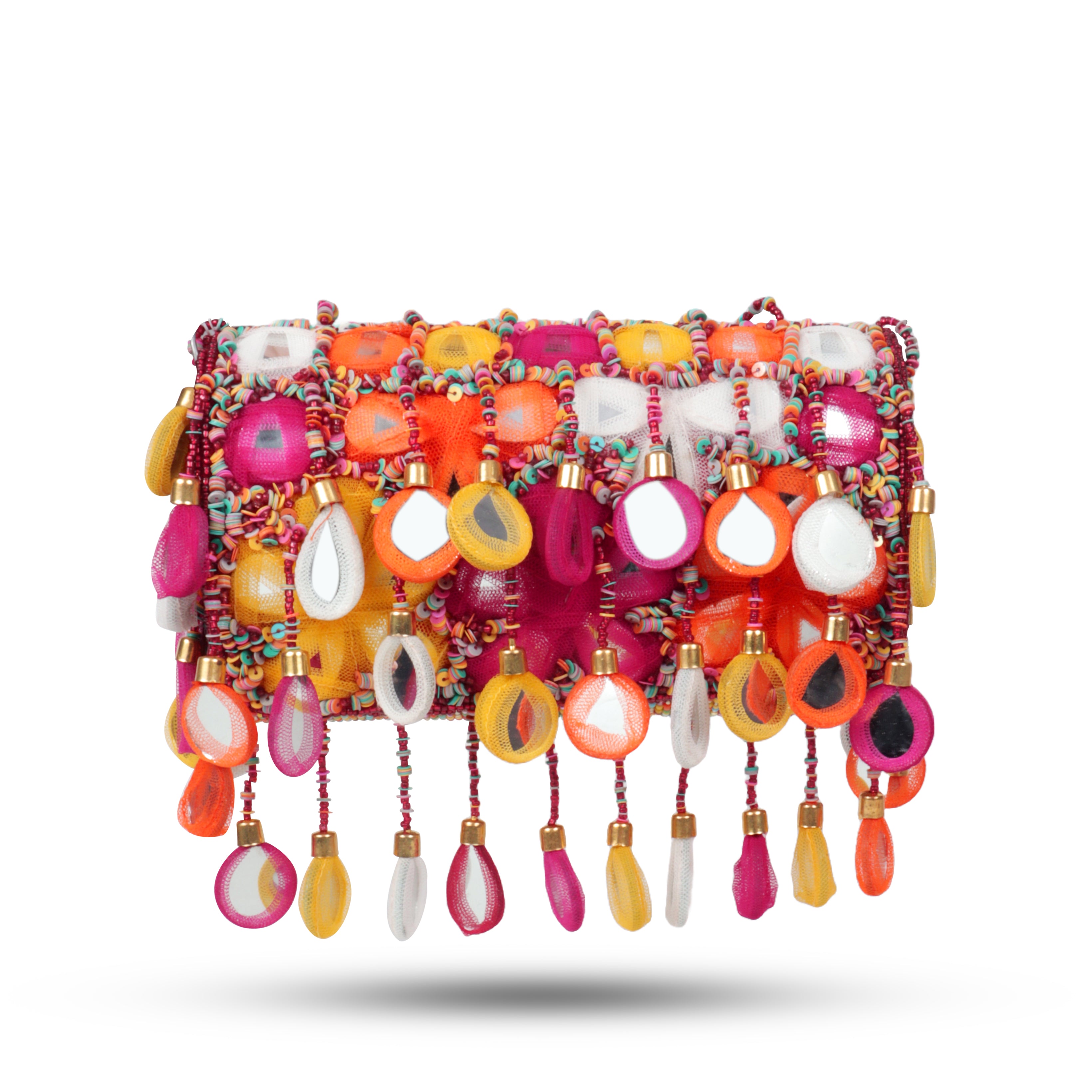 Magnolia Luxe Hot Pink Multicolor Velvet Clutch – Bridal, Festive & Party Wear