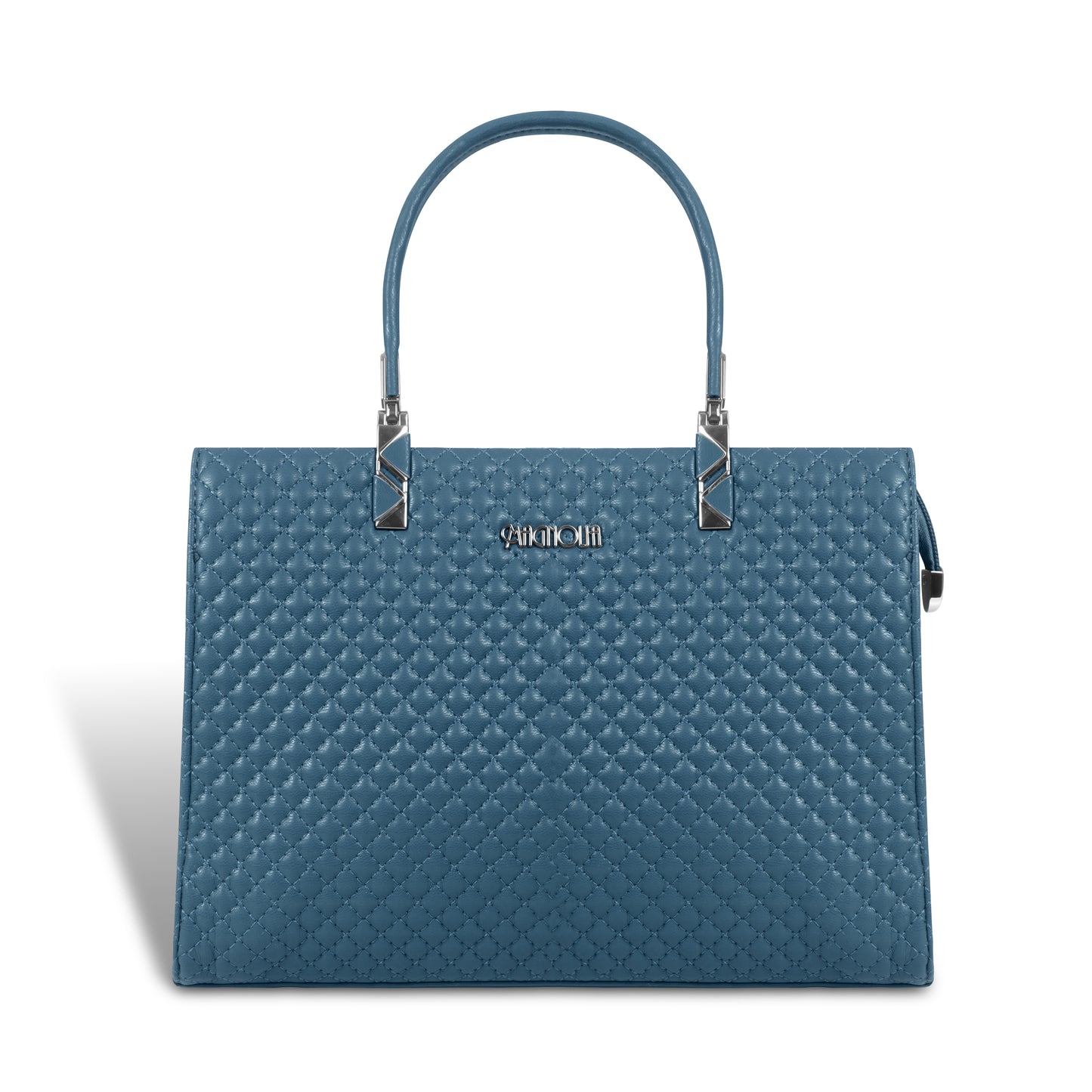 Magnolia Blue Quilted Faux Leather Handbag for Women | 10.5L Stylish Everyday & Office Use Bag with Long Strap