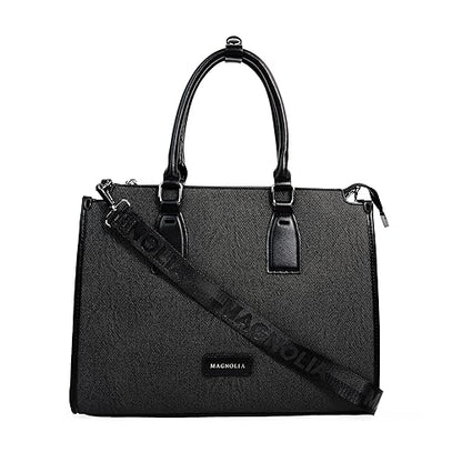 Magnolia® Premium Faux Leather Handbag – 10L Spacious Everyday & Office Bag | Black