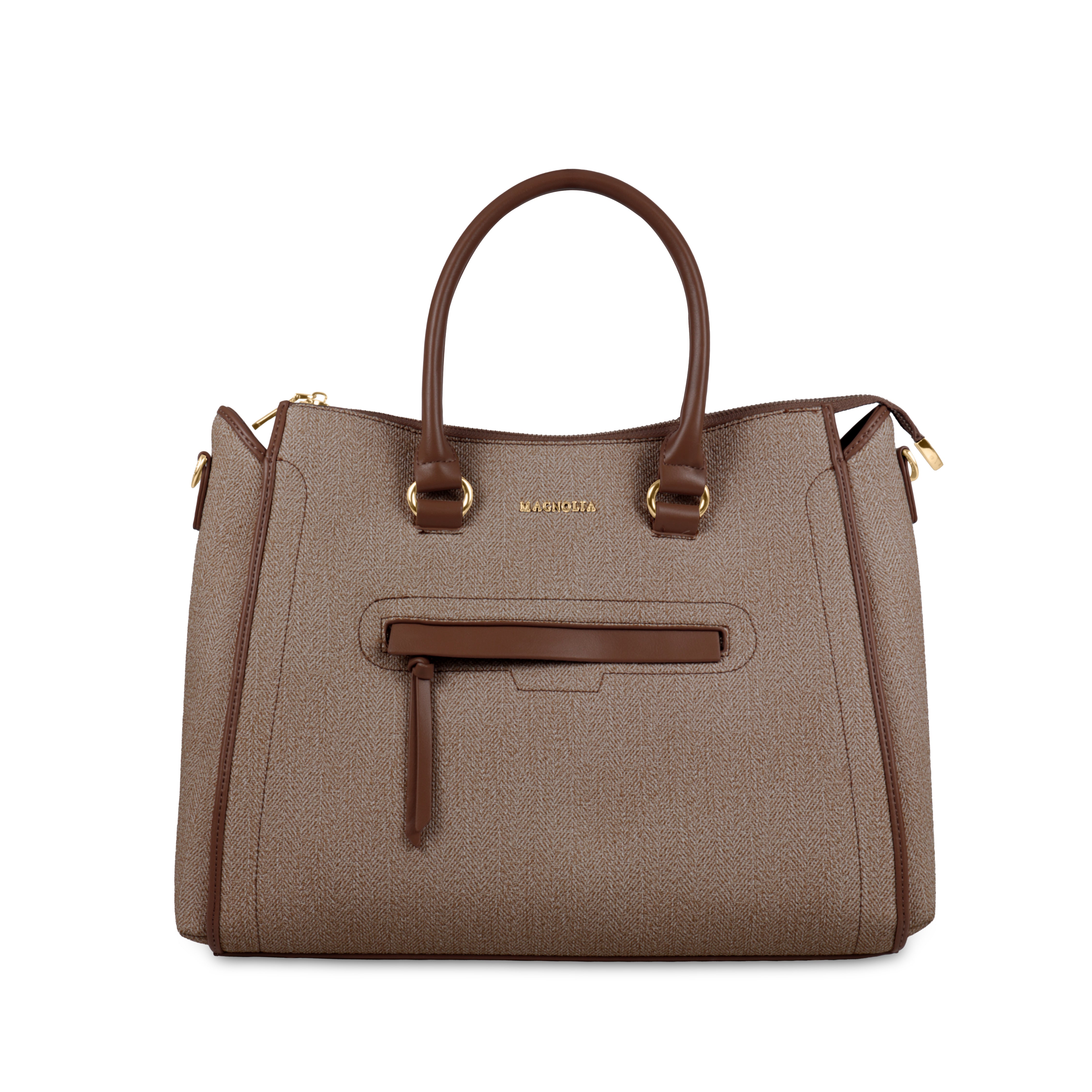 Magnolia Stylish Textured Handbag for Women - Elegant Shoulder Tote with Detachable Strap