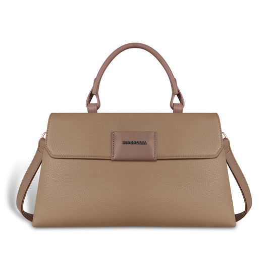 Magnolia Taupe Vegan Leather Handbag for Women | 12L Spacious Everyday & Work Bag with Long Strap
