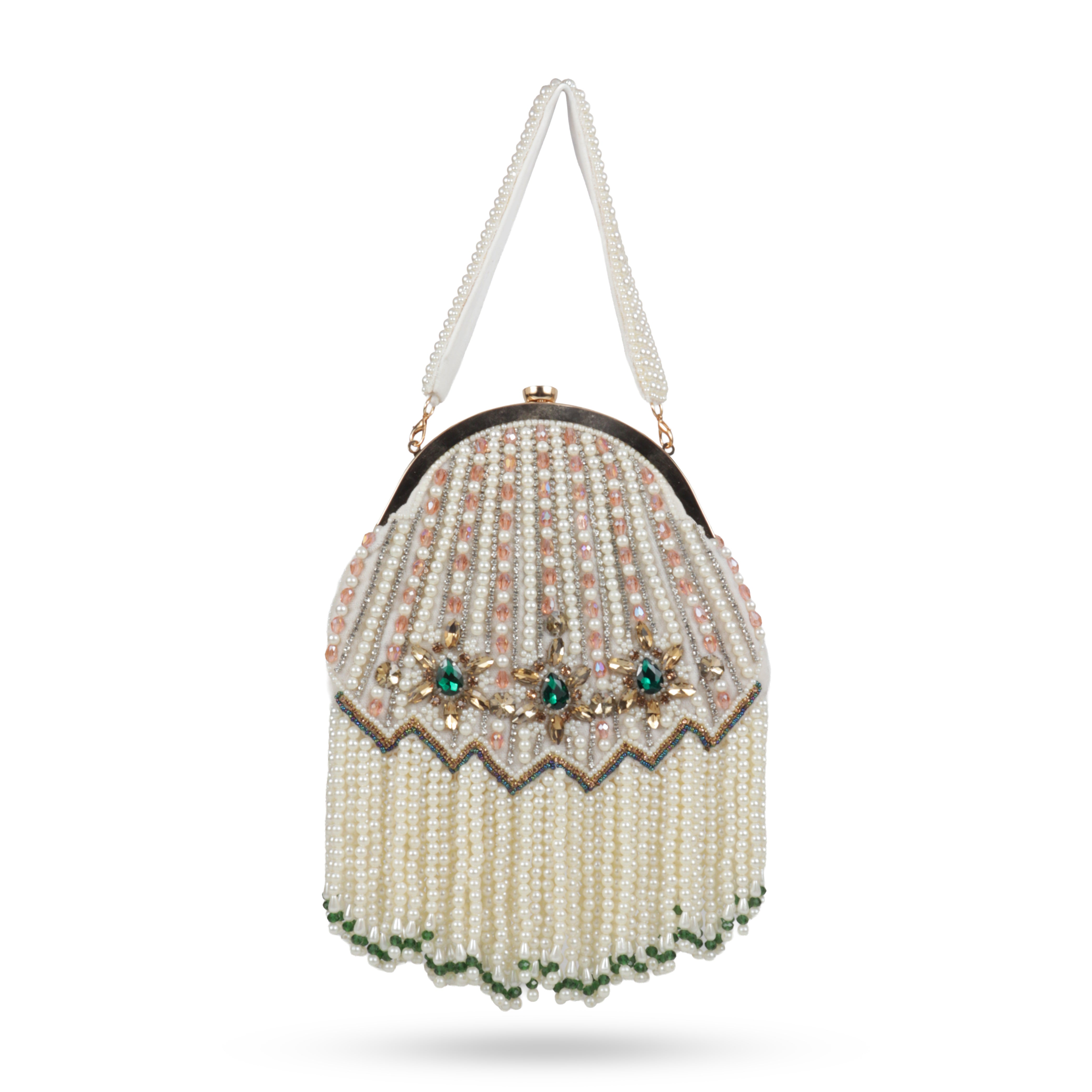 Magnolia-Luxe White Velvet Beaded Clutch Bag – Bridal & Party Wear Handbag