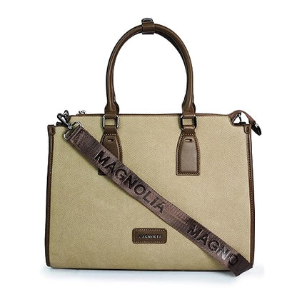 Magnolia® Premium Faux Leather Handbag – 10L Spacious Everyday & Office Bag Khaki