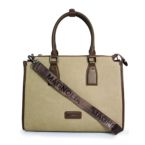 Magnolia® Premium Faux Leather Handbag – 10L Spacious Everyday & Office Bag Khaki