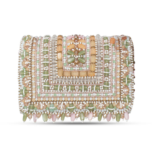 Magnolia Multi Velvet Embellished Women Clutch
