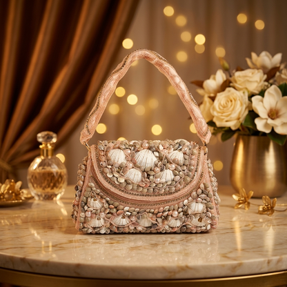 Magnolia Pink Velvet Embellishment Women Clutch