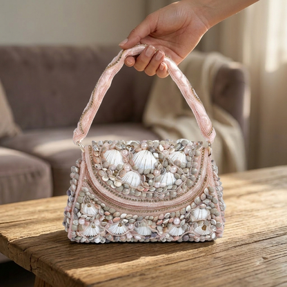 Magnolia Pink Velvet Embellishment Women Clutch