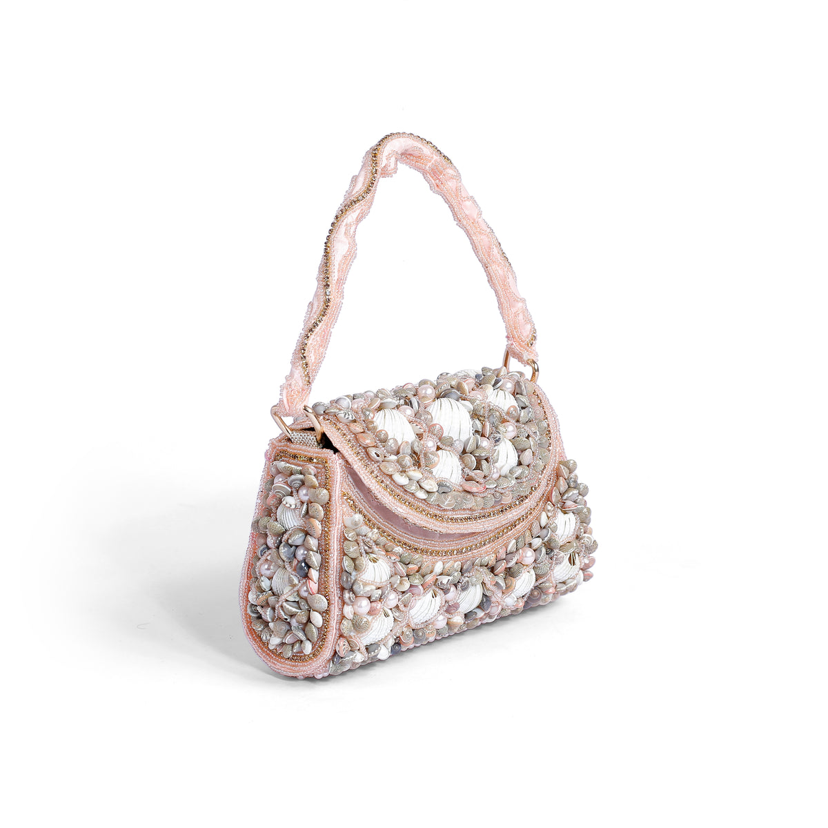 Magnolia Pink Velvet Embellishment Women Clutch