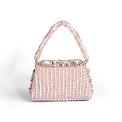 Magnolia Pink Velvet Embellishment Women Clutch