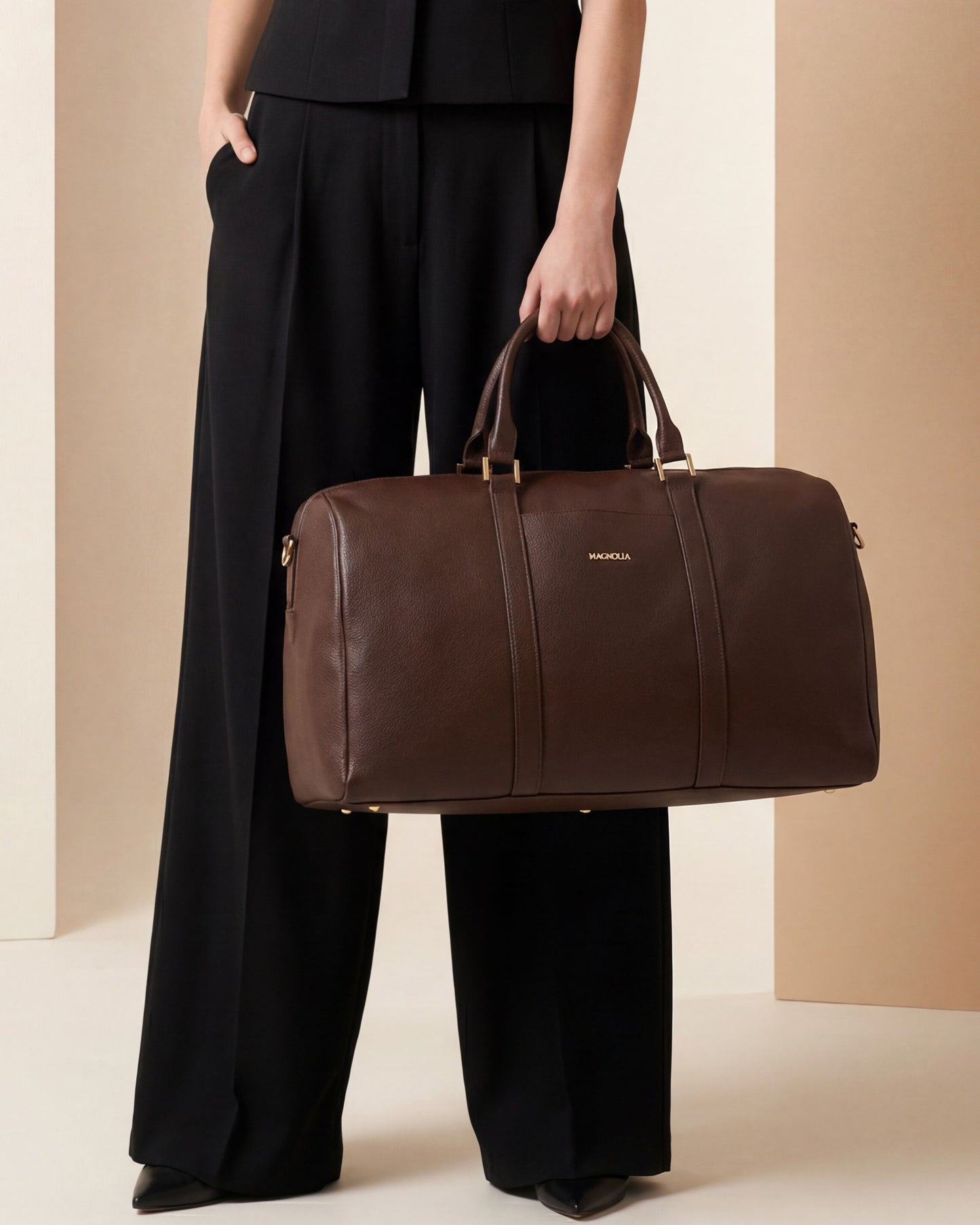 Magnolia PU Leather  Coffee Duffle Bag