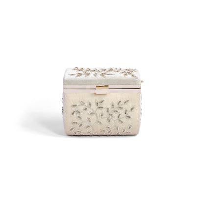 Magnolia Off white Velvet Embroidery Women Clutch