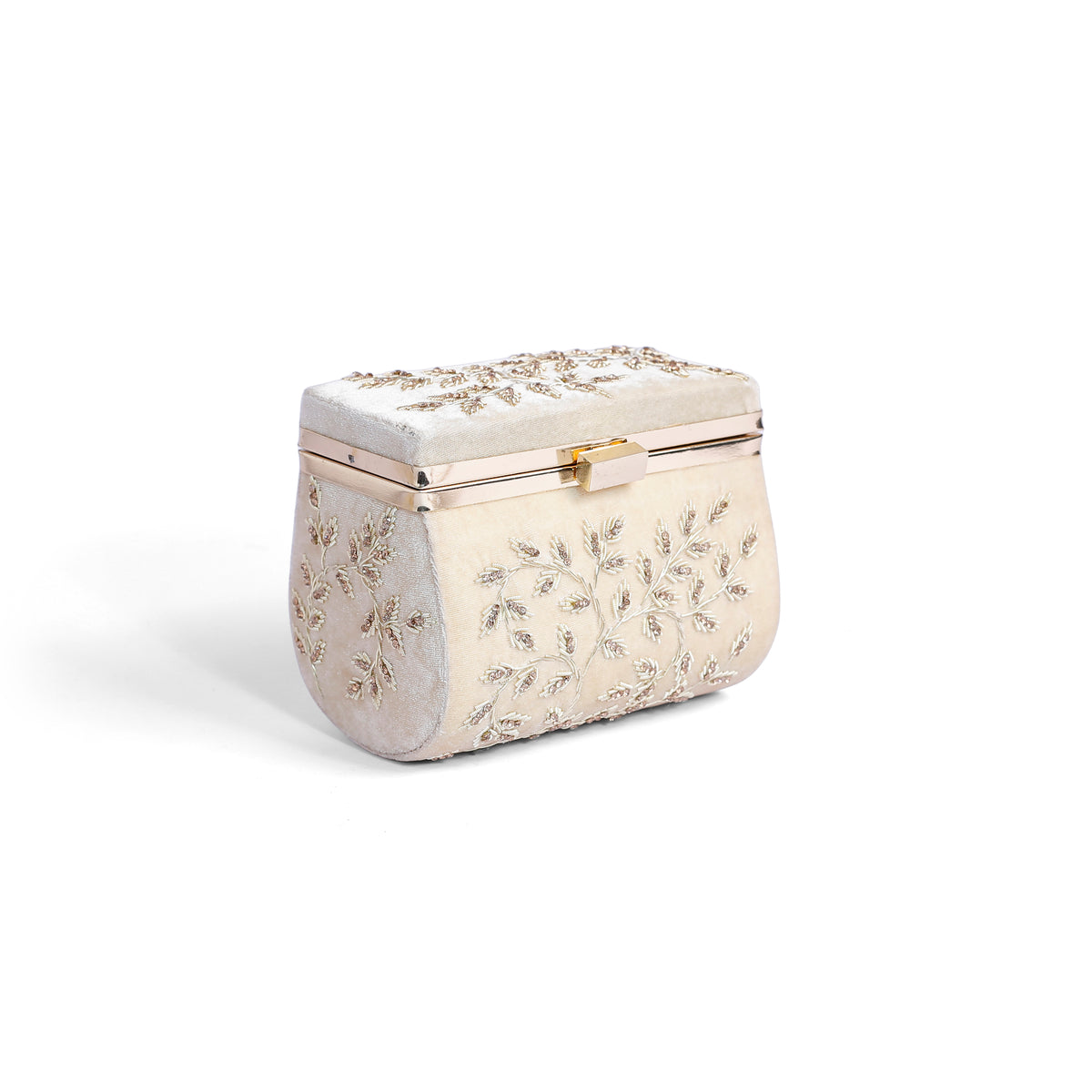 Magnolia Off white Velvet Embroidery Women Clutch