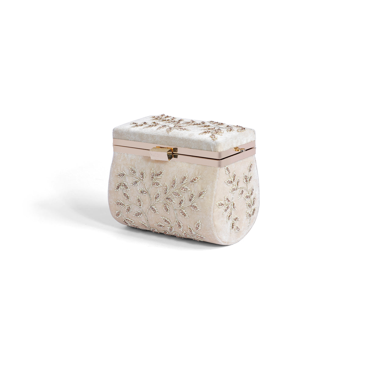 Magnolia Off white Velvet Embroidery Women Clutch