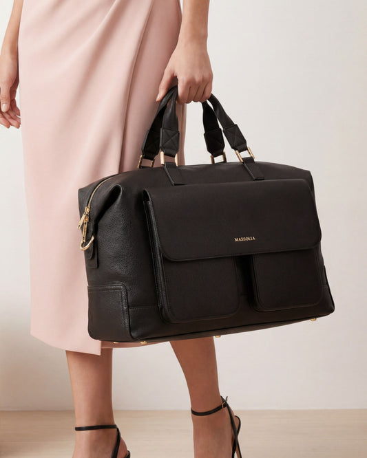 Magnolia PU Leather Women Black Handbag