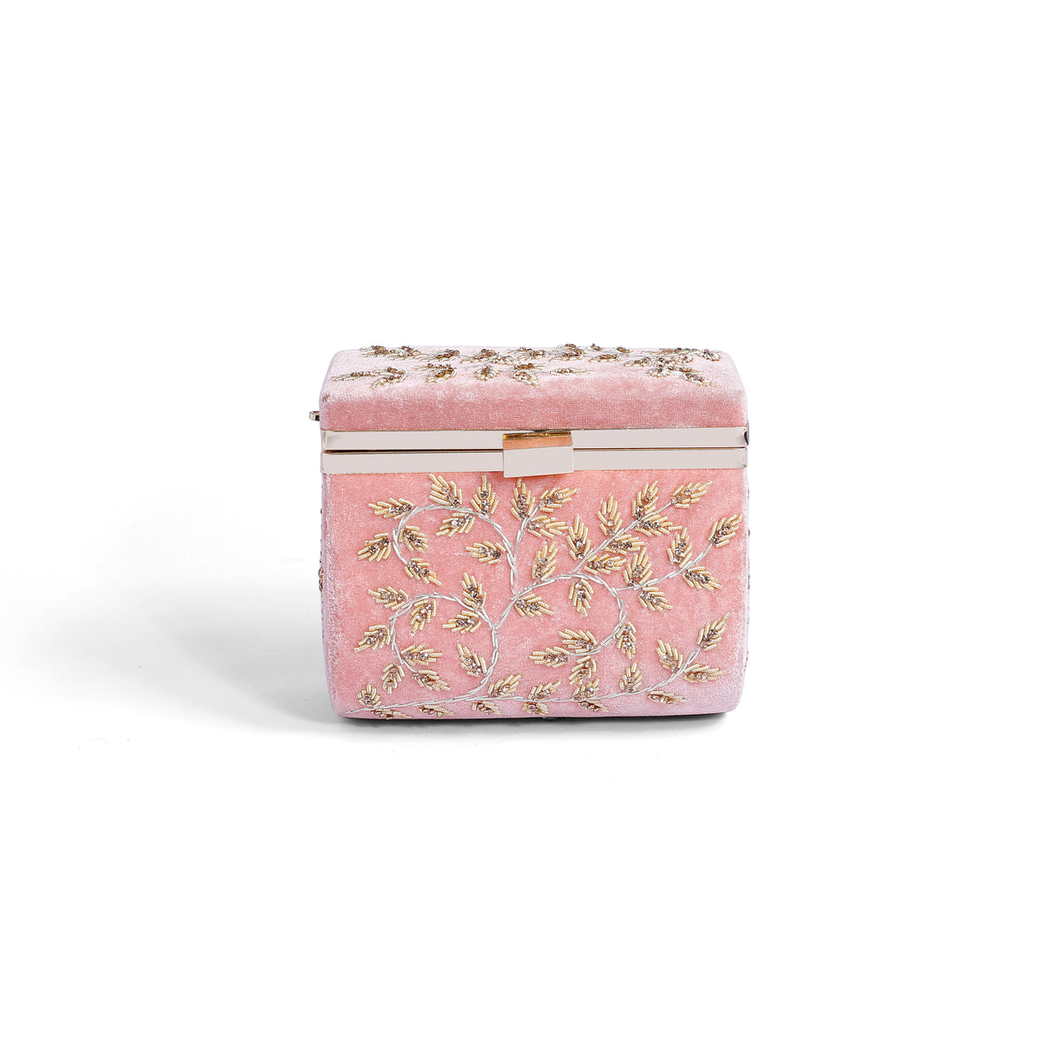 Magnolia Pink Velvet Embroidery Women Clutch