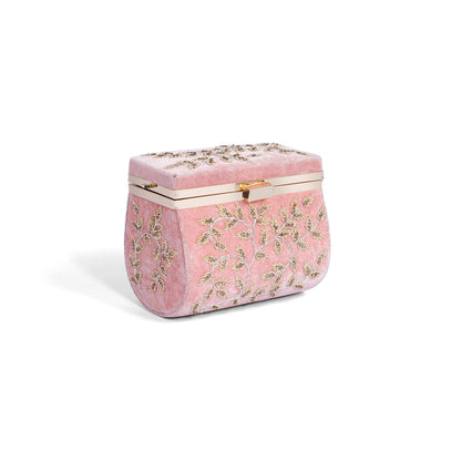 Magnolia Pink Velvet Embroidery Women Clutch