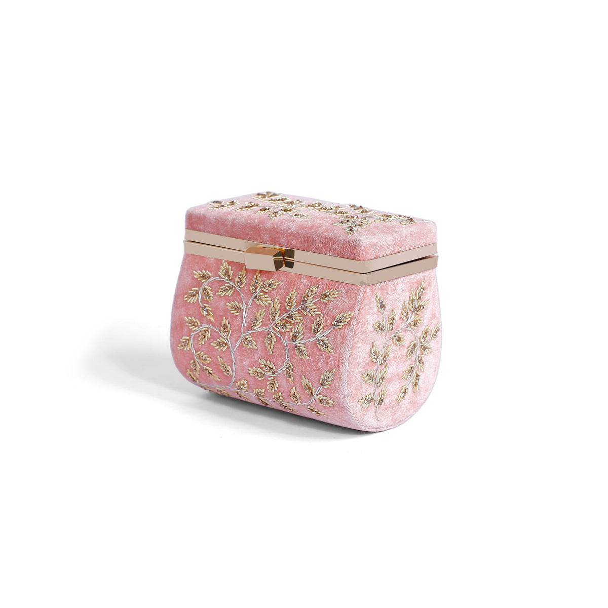 Magnolia Pink Velvet Embroidery Women Clutch