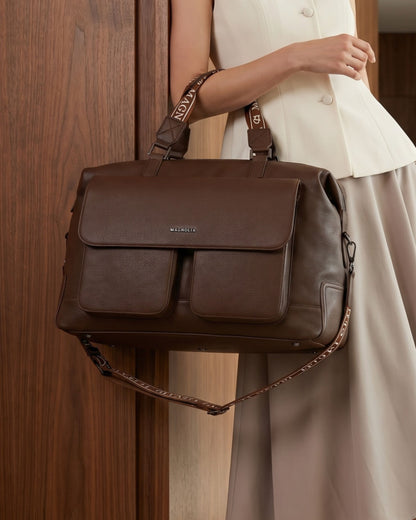 Magnolia PU Leather Women Brown Handbag