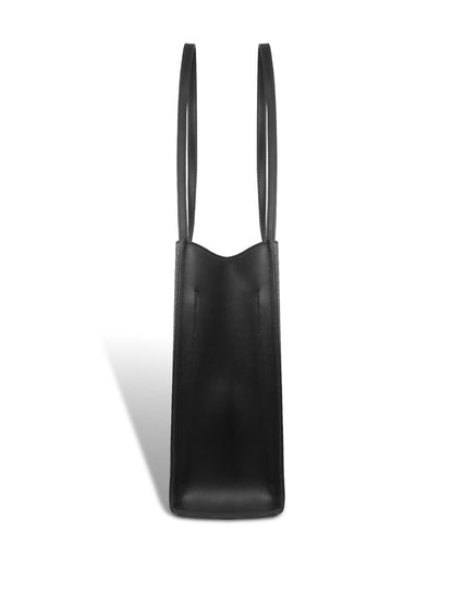 Magnolia Structured Black Tote Bag for Women | PU Leather & Fabric Combo | 12L Work & Everyday Handbag