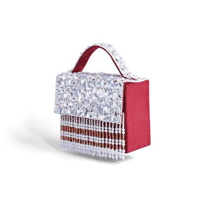 Magnolia Maroon Velvet Embroidery Women Clutch