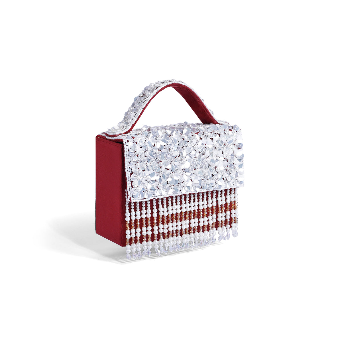 Magnolia Maroon Velvet Embroidery Women Clutch