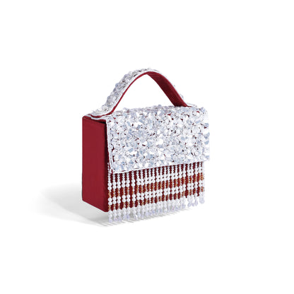 Magnolia Maroon Velvet Embroidery Women Clutch