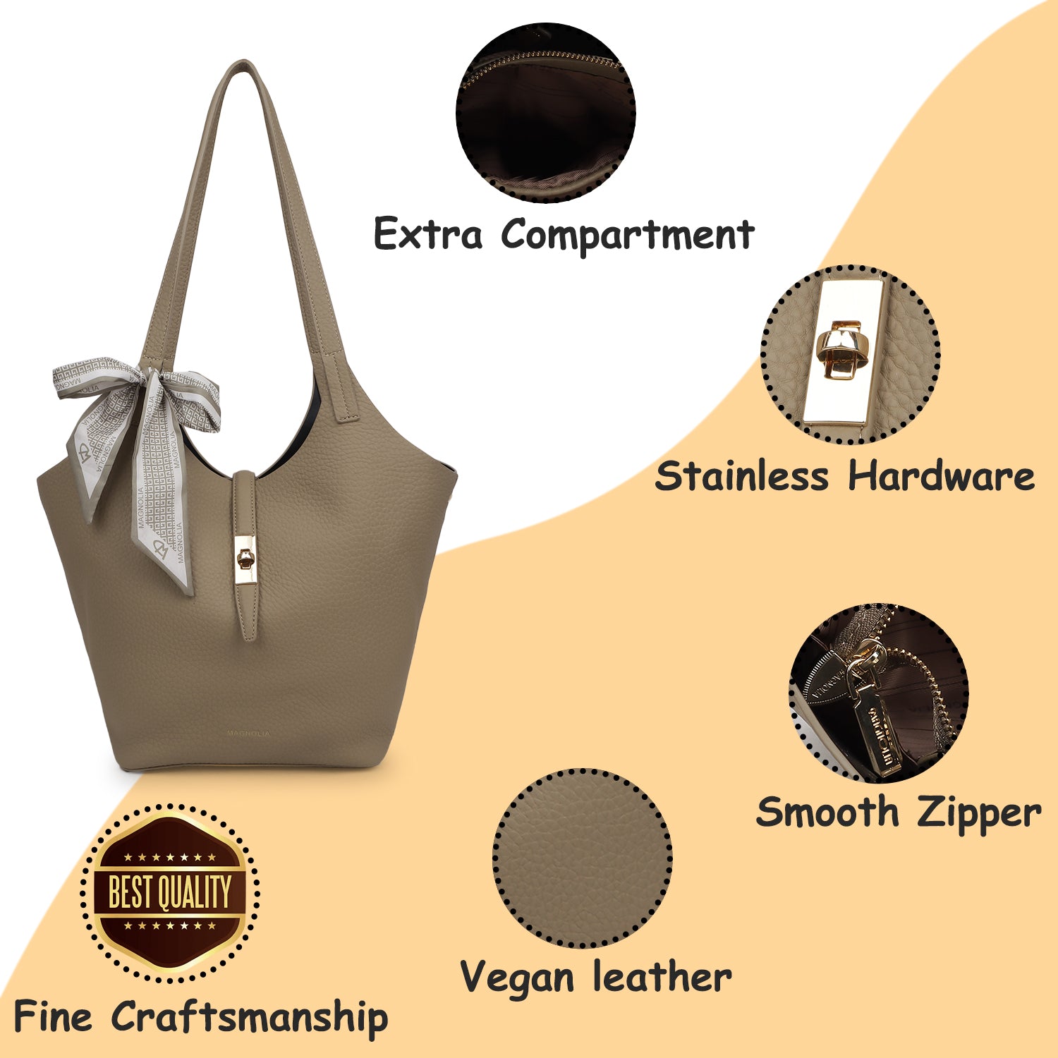 Magnolia Sasha Tote Bag Taupe Gray