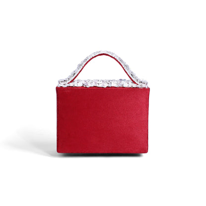 Magnolia Maroon Velvet Embroidery Women Clutch
